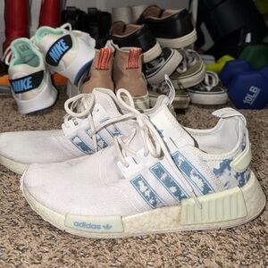 adidas White and Light Blue Athletic Shoes